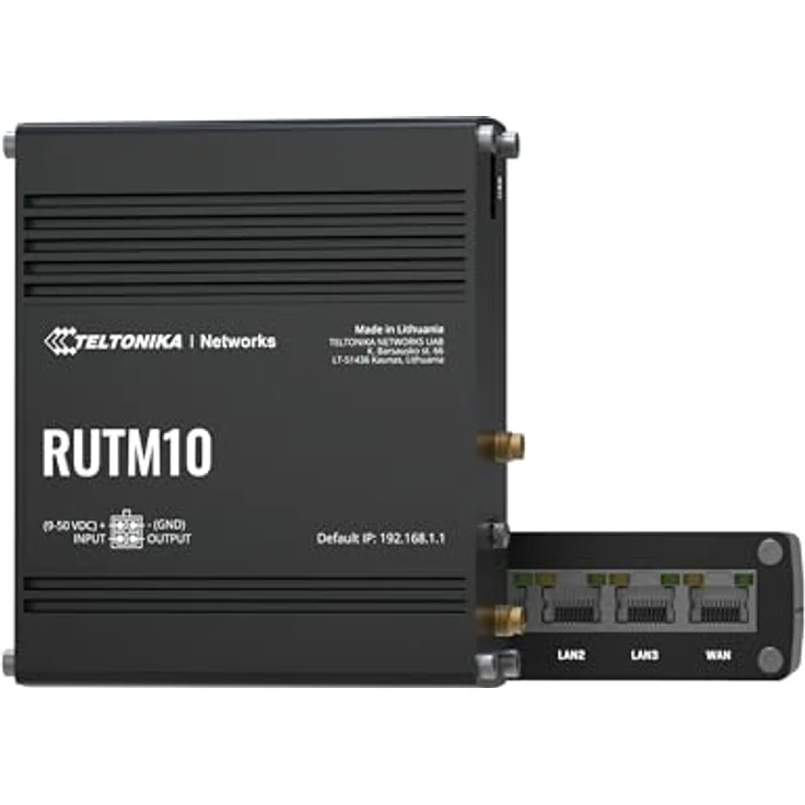 Teltonika RUTM10 Industrieller WLAN-Router, Wi-Fi 5, VLAN-Verwaltung, mehrere VPNs, 4x Gigabit-Ethernet-Ports, Industrieprotokolle, Fernverwaltung – Bild 1