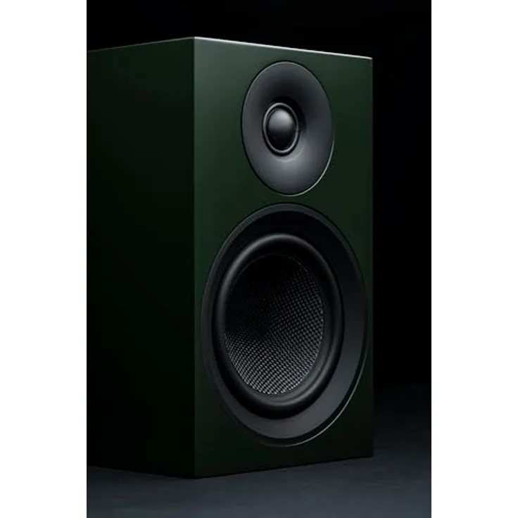 Pro-Ject Speaker Box 5 E Carbon, Referenz-Regallautsprecher mit 2-Wege-Bassreflexprinzip, 5-Zoll-Carbon-Bass/Mitteltöner, robustes MDF-Gehäuse, grün mit Lautsprecherabdeckung – Bild 2