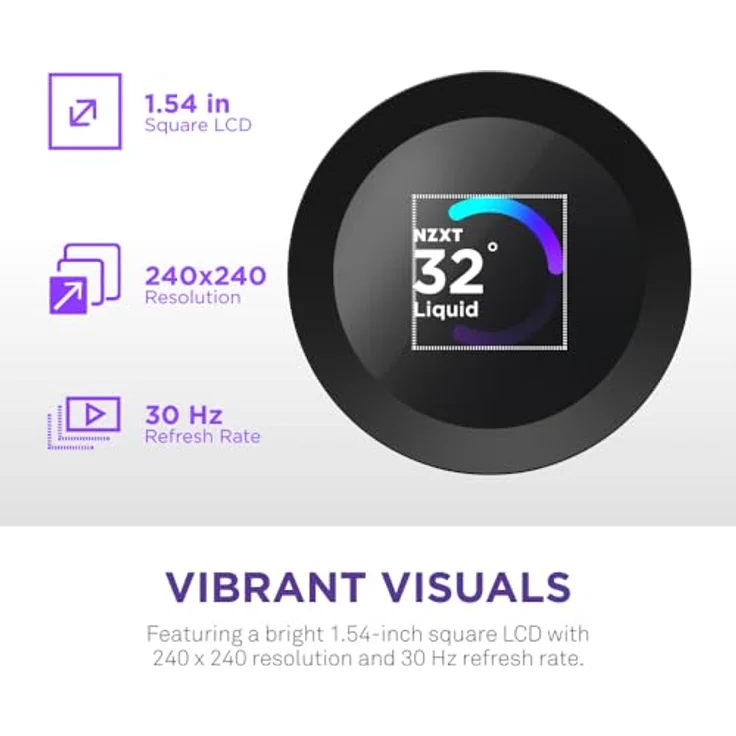 NZXT Kraken Plus 360 RGB – AIO CPU-Flüssigkeitskühler mit 360mm Radiator, F360 RGB Core Lüfter, 1,54" LCD und breiter Kompatibilität für AMD AM5/AM4, Intel LGA 1851/1700/1200/115X – Schwarz – Bild 4
