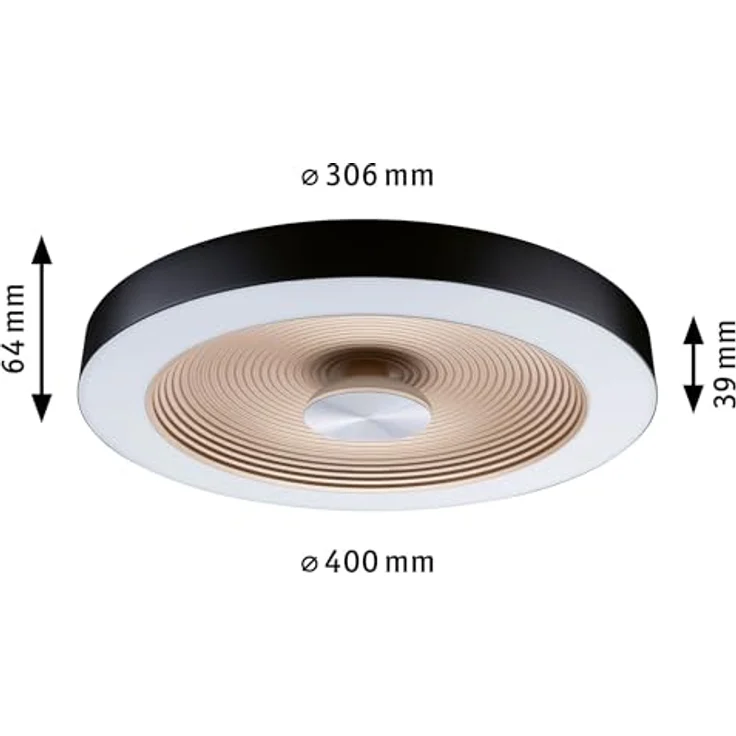 Paulmann Volea IP44 W/D dim LED 25W 400mm Schwarz Gold Deckenleuchte, stufenlos dimmbar, spritzwassergeschützt, elegantes Design – Bild 5