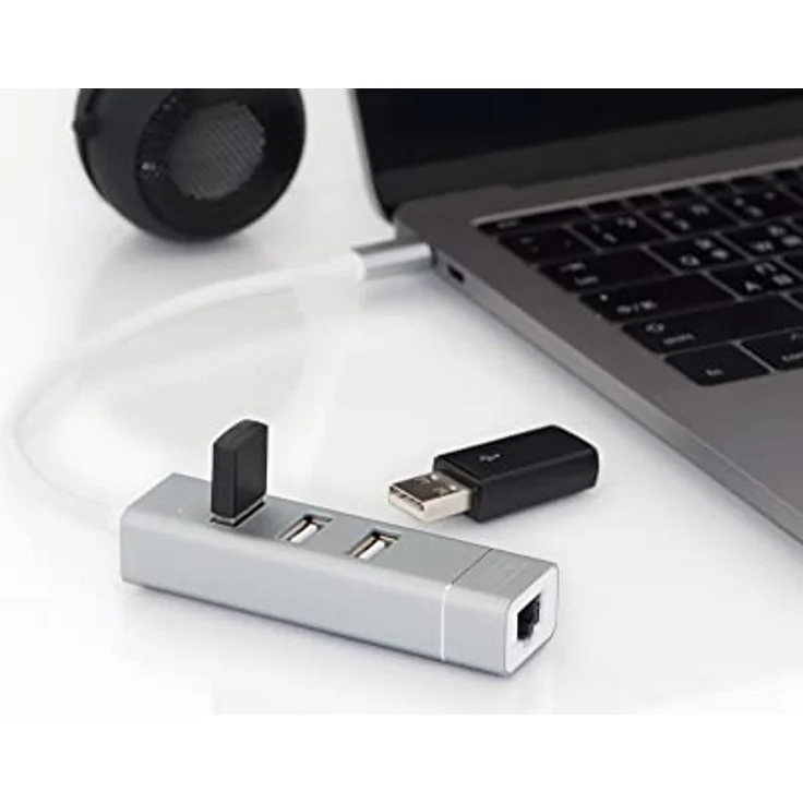 DIGITUS USB 2.0 Typ-C 3-Port Hub & Fast Ethernet LAN Adapter, 3X USB A-F, 1x RJ45 LAN, Chipset FE1.1S-RTL8152B – Bild 3