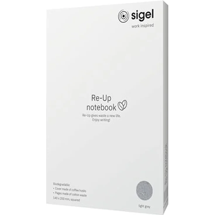 Sigel Re-Up Notizbuch A5, kariert, Softcover, hellgrau, 100 Seiten aus Recyclingmaterialien – Bild 8