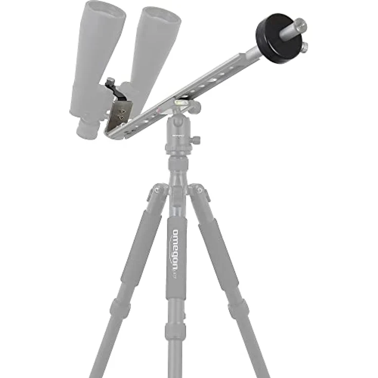 Omegon Fernglasmontierung mit Gegengewicht, stabile L-Schiene und 45° Fernglashalter, schwarz – Bild 2