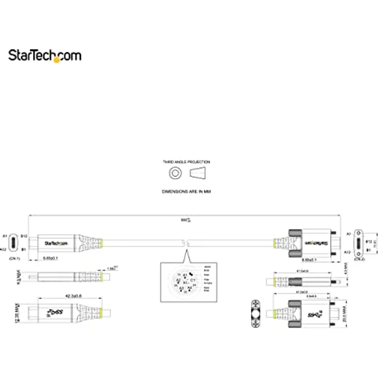 StarTech.com USB 3.1/3.2 Gen 2 Typ-C Kabel, 100W Power Delivery, DP Alt Modus, 50 cm, Grau/Schwarz – Bild 6