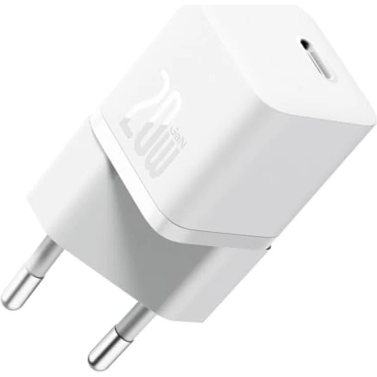 Baseus Gan5 Fast Charger(Mini) 1C 20W Smartphone, Universal White Fast Charger – Bild 1