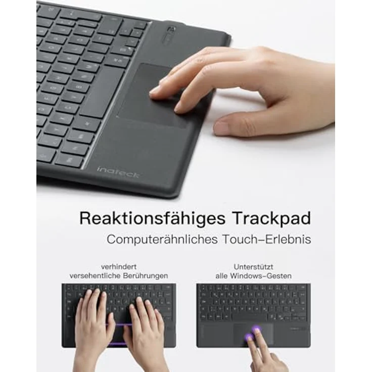 Inateck Surface Pro Tastatur, für Surface Pro 7/7+/6/5/4, mit Trackpad Tablet-Tastatur, 7-Farben Hintergrundbeleuchtung – Bild 5