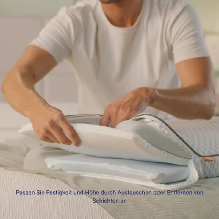 Emma Premium Stützkissen 80x40, Ergonomisches Nackenkissen mit Thermosync Technologie und Kühlendem Memory Foam, Höhenverstellbar für Seiten-, Rücken- & Bauchschläfer, Waschbarer Bezug – Bild 5