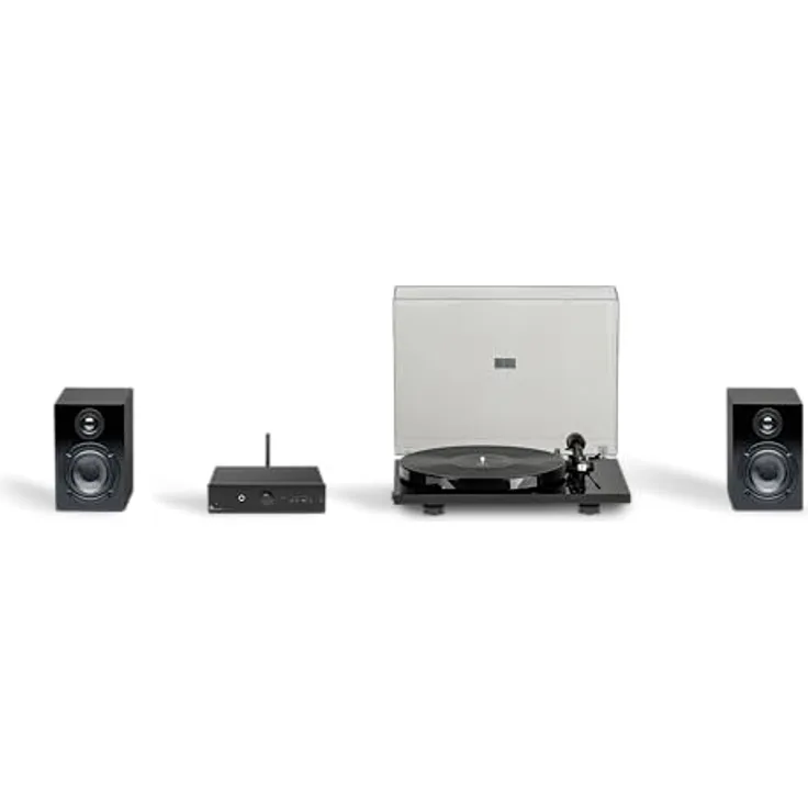 Pro-Ject Stereo Set E Phono, HiFi Einsteiger Set mit Plattenspieler, Verstärker, 2-Wege-Lautsprechern und Kabel, schwarz