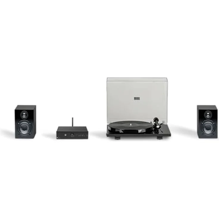 Pro-Ject Stereo Set E Phono, HiFi Einsteiger Set mit Plattenspieler, Verstärker, 2-Wege-Lautsprechern und Kabel, schwarz – Bild 1