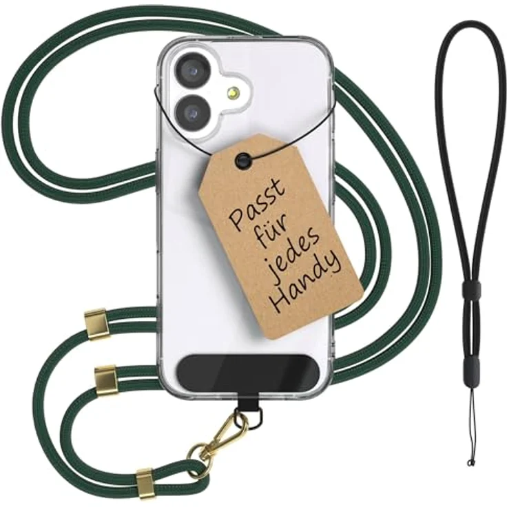 EAZY CASE Universal Handykette, Crossbody-Handykette mit Karabiner und Handschlaufe, Grün – Bild 1