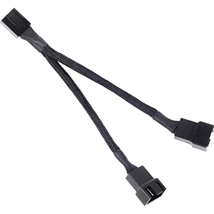 SilverStone SST-CPF01 - 10 cm PWM Lüfter Splitter Kabel für 2 Lüfter, schwarz gesleevt – Bild 2