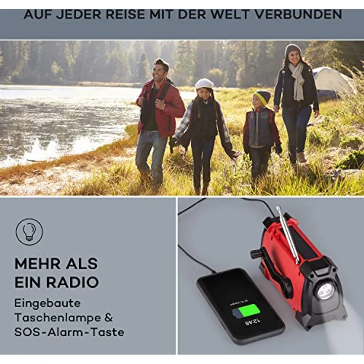 Auna Patagonia DAB+, Aufladbares DAB-Radio mit Bluetooth, LCD Display, Wecker, retro, mit Batterie und Netzstecker, USB & Streaming, 1W – Bild 3