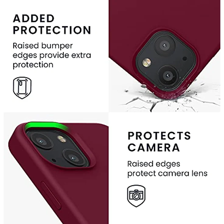 kwmobile Handyhülle für iPhone 13 mini, Silikon Case in Rhabarber Rot - Flexibel, rutschfest, kabelloses Laden – Bild 3