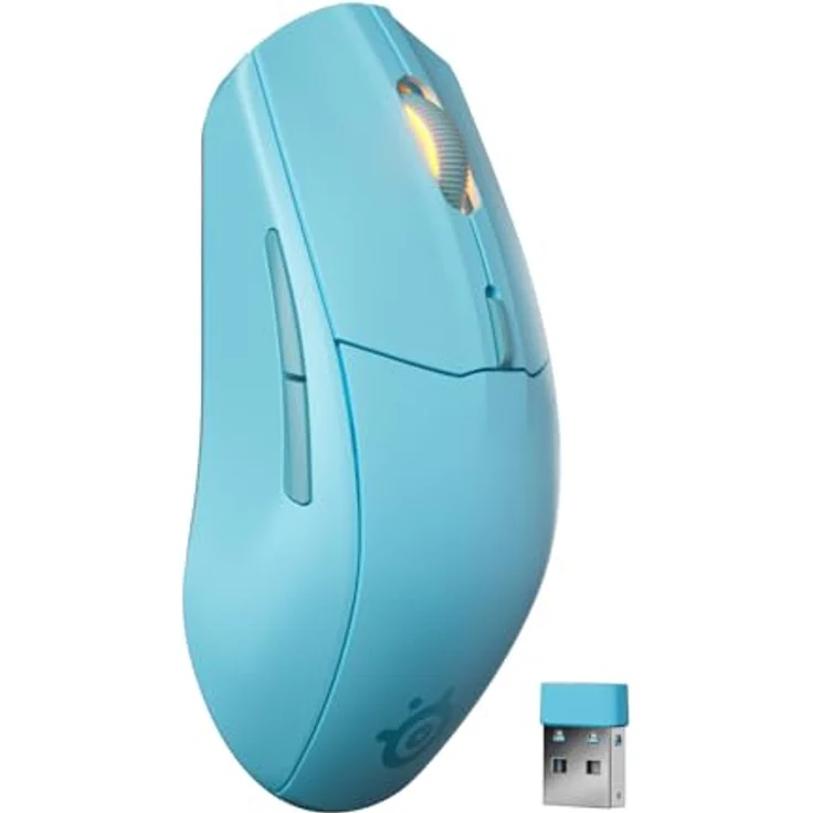 SteelSeries Rival 3 Wireless Gen 2 Gaming-Maus, 2,4 GHz und Bluetooth, 18.000 dpi TrueMove Air-Optiksensor, 60 Mio. Klicks garantiert, ultraleicht, PTFE-Gleitfüße, aqua – Bild 1