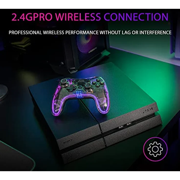Mars Gaming MGP-24 RGB, Wireless Gaming Controller mit 2.4GPRO Verbindung, transparentes Design, kompatibel mit Mac, Android, PC, Xbox 360, PS4, PS3, Schwarz – Bild 4