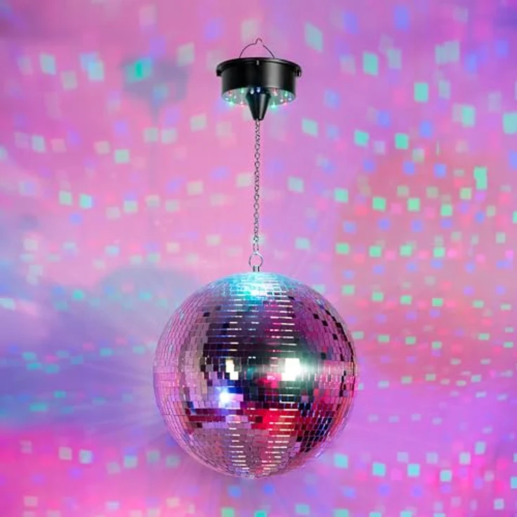 Ibiza DISCO1-30 Discokugel-Spiegelkugel mit Motor, silberfarben – Bild 7