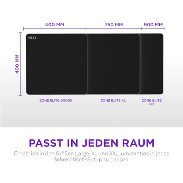 NZXT Zone Elite L Mauspad, 400 mm x 400 mm, Nano-Gewebestoff, rutschfeste Schaumstoffbasis, spritzwasserfest, schwarz – Bild 10