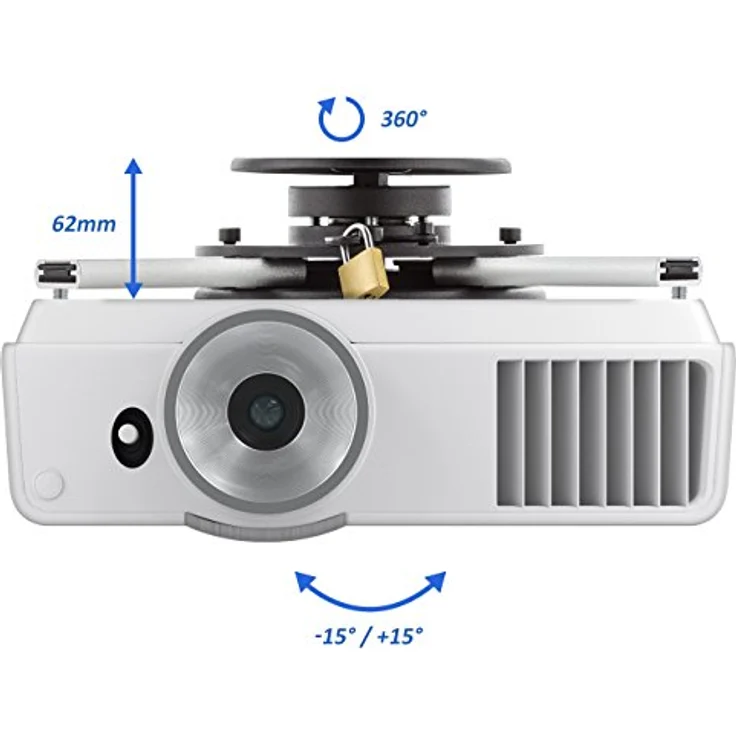 deleyCON Beamer-Deckenhalterung, Neigbar +/-15° und 360° drehbar, ideal für Beamer und Projektoren – Bild 3