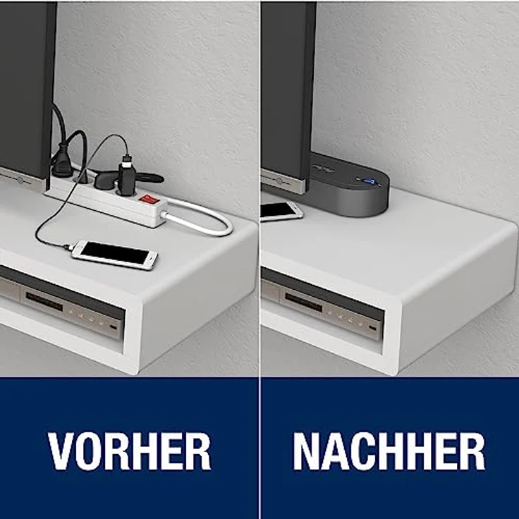 REV NoLook Kabelbox EX , Steckdosenbox mit Schalter, 4 bis 8-fach Mehrfachsteckdose, Steckdosenleiste 1,4m, anthrazit – Bild 3