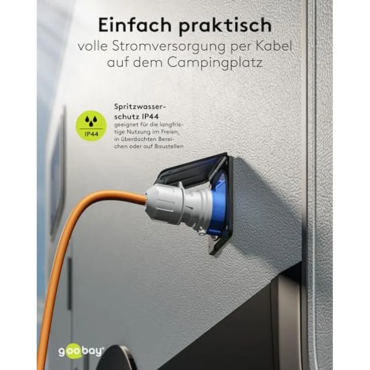 Goobay CEE-Verlängerungskabel, 25 m, CEE-Stecker auf CEE-Kupplung, orange, IP44 spritzwassergeschützt, H07RN-F 3G2,5 – Bild 5