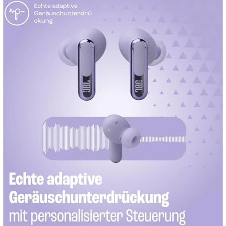 JBL Live Beam 3, True Adaptive Noise Cancelling Wireless Earbud-Kopfhörer, 48 Stunden Akkulaufzeit, hochauflösender Signature Sound, IP55 wasserfest, Lila – Bild 5