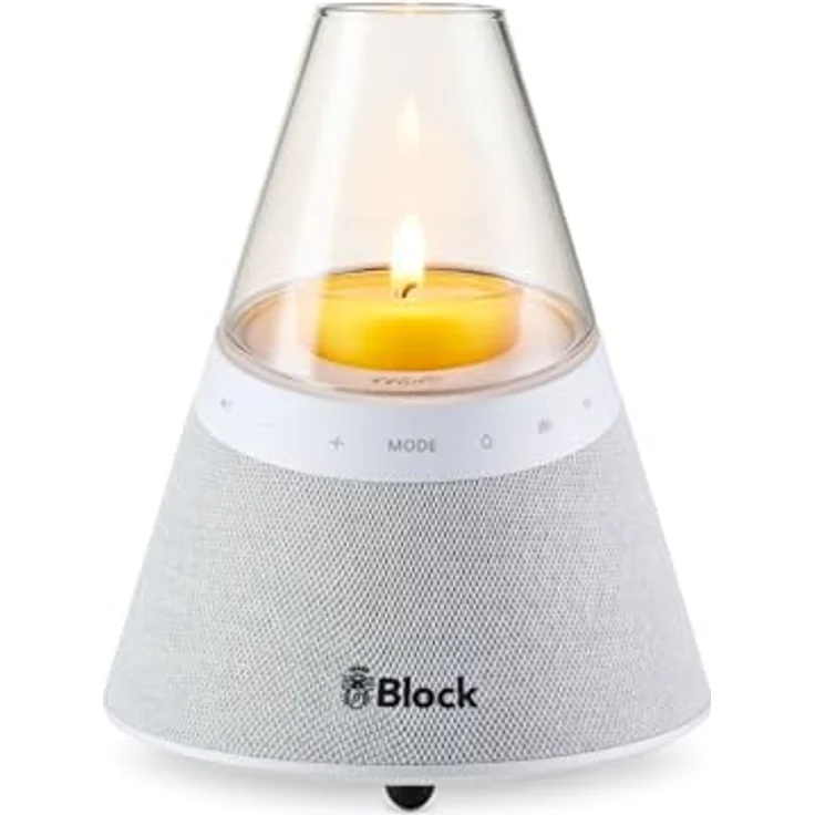 Block Molly Bluetooth Lautsprecher - 360° Sound mit 2x7W, Water/Natur Sound & White Noise, bis 10h Akku, Auto-Off Timer, Twin-Funktion, Touch Bedienung (Weiß) – Bild 4