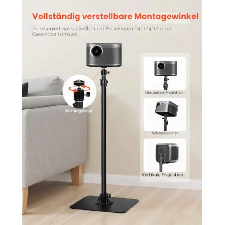 VEVOR Projektorständer, höhenverstellbar 72-157 cm, 360° drehbar, für Beamer, tragbar und stabil mit großer Ablagefläche 30 x 40 cm – Bild 3
