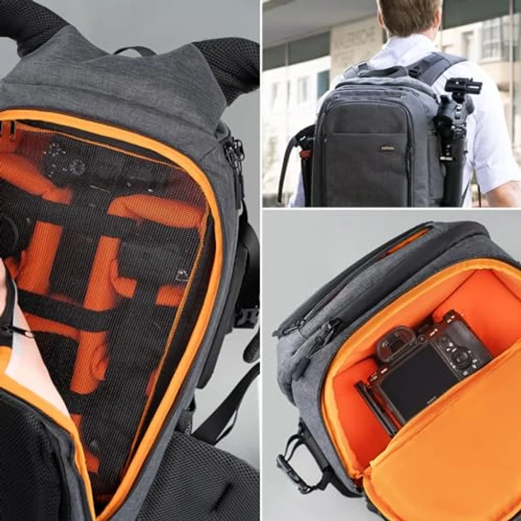 Dörr Foto-Rucksack Prag Pro, 20 l Fotorucksack mit wasserfestem Polyester, Schnellzugriff und individueller Innenaufteilung, Grau – Bild 7