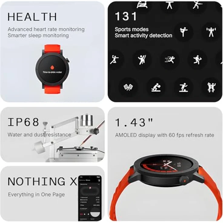 CMF BY NOTHING Watch 3 Pro – Smartwatch 1,43" AMOLED, 13 Tage Akku, Dual-GPS, Bluetooth-Anrufe mit KI-Rauschunterdrückung, Herzfrequenz- & Schlaftracking – hellgrün – Bild 4