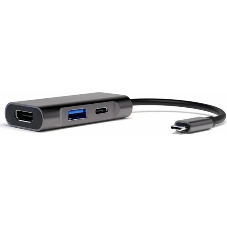 4Smarts 3in1 Kompakt Hub USB 3.0-Hub, Grau mit USB-A 3.0 Port und HDMI-Anschluss für Laptop und MacBook