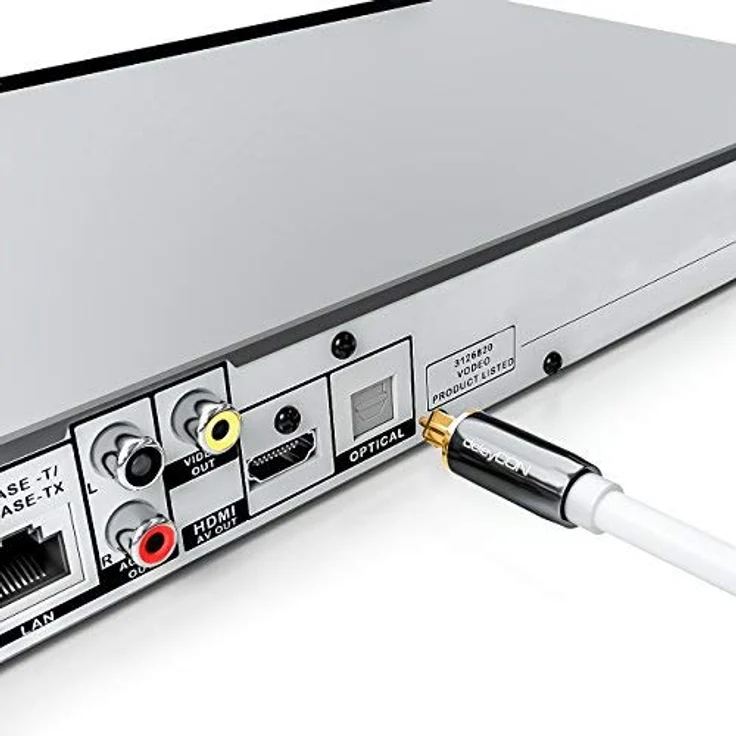 deleyCON Optisches Digital Audio Kabel - S/PDIF - 2x Toslink Stecker 3m - LWL Lichtwellenleiter Kabel - Metallstecker - 5mm -flexibel - Weiß – Bild 7