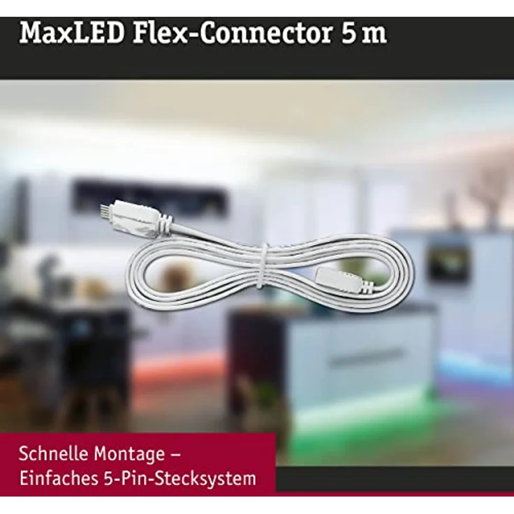 Paulmann 70575 MaxLED Verbindungskabel für LED Strip 1 m Verlängerungskabel Stripe Zubehör Überbrückung Weiß Ausgleich von Unebenheiten 5-Polig – Bild 3