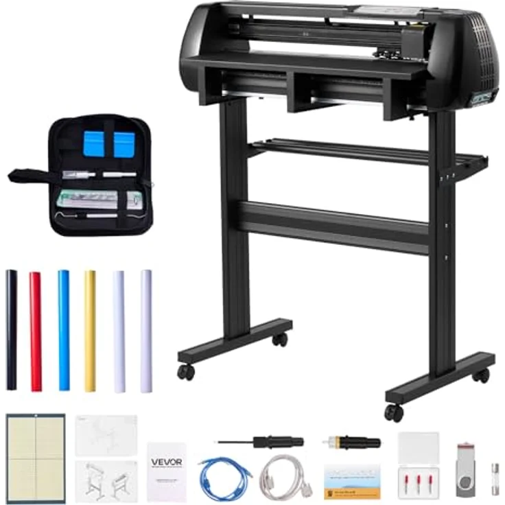 VEVOR Vinylschneidemaschine 72 cm, Doppelklingen & LED-Anzeige, einstellbares Schneideplotter-Set mit Aufkleberbögen, Transferfolien & Signmaster-Software – Bild 1