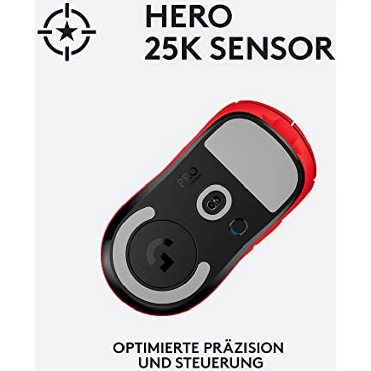 Logitech G PRO X SUPERLIGHT, Gaming-Maus, RF Wireless, rot (910-006784) – Bild 5
