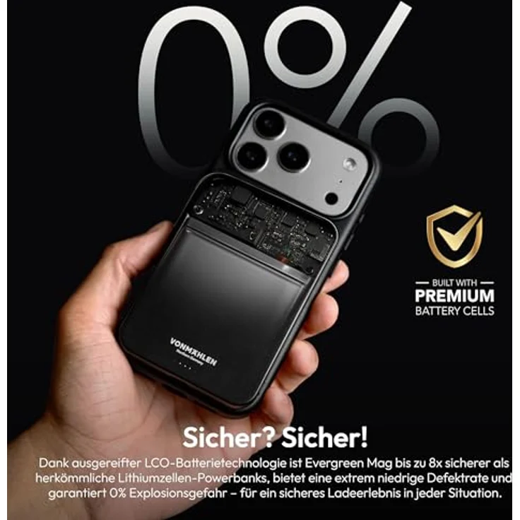 VONMÄHLEN Evergreen Mag, magnetischer Wireless Charger mit 5.000 mAh, Qi2-zertifiziert, Weiß – Bild 8