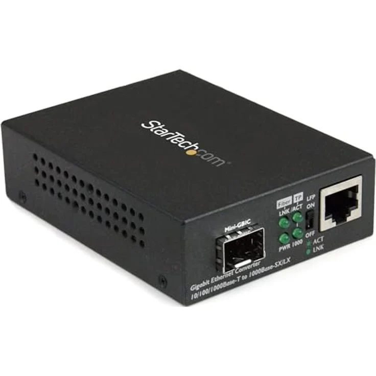 StarTech.com Gigabit Ethernet Glasfaser Medienkonverter mit offenem SFP Steckplatz - Unterstützt 10/100/1000 Netzwerke - 1 Anschluss(e) - 1 x Netzwerk (RJ-45) - Glasfaserleiter, Twisted Pair - Multimode, Singlemode Glasfaser - Gigabit Ethernet - 10/100/10 – Bild 2