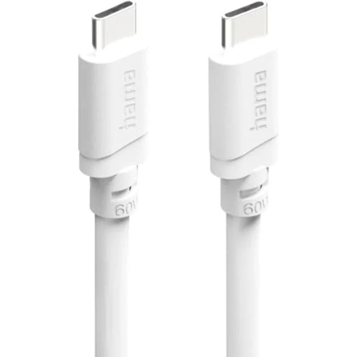 Hama USB-C auf USB-C Ladekabel, 2 m, 60 W, Weiß – Bild 1