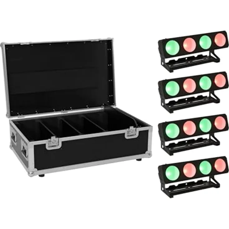 Eurolite Set 4x LED PMB-4 COB QCL 30W Leiste mit Case, professionelles Licht Set für Bühnen und Events