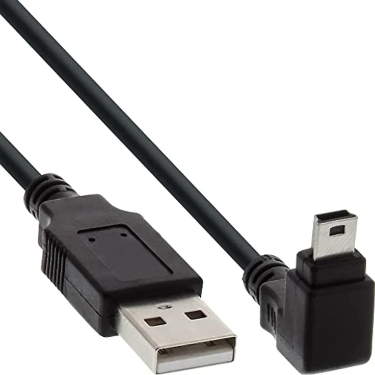 InLine 34205 USB 2.0 Mini-Kabel, Stecker A an Mini-B Stecker (5pol.) unten abgewinkelt 90°, schwarz, 0,5m – Bild 2