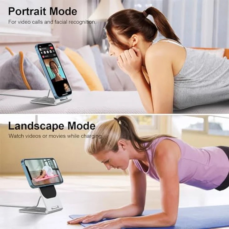 Energizer Mag Safe Kabelloses Ladegerät, 15 W, Aluminium, ultraschnelles kabelloses Induktionsladen, Akkuschutz, Station, Handyhalterung - Android iPhone Google Pixel, Silber – Bild 5