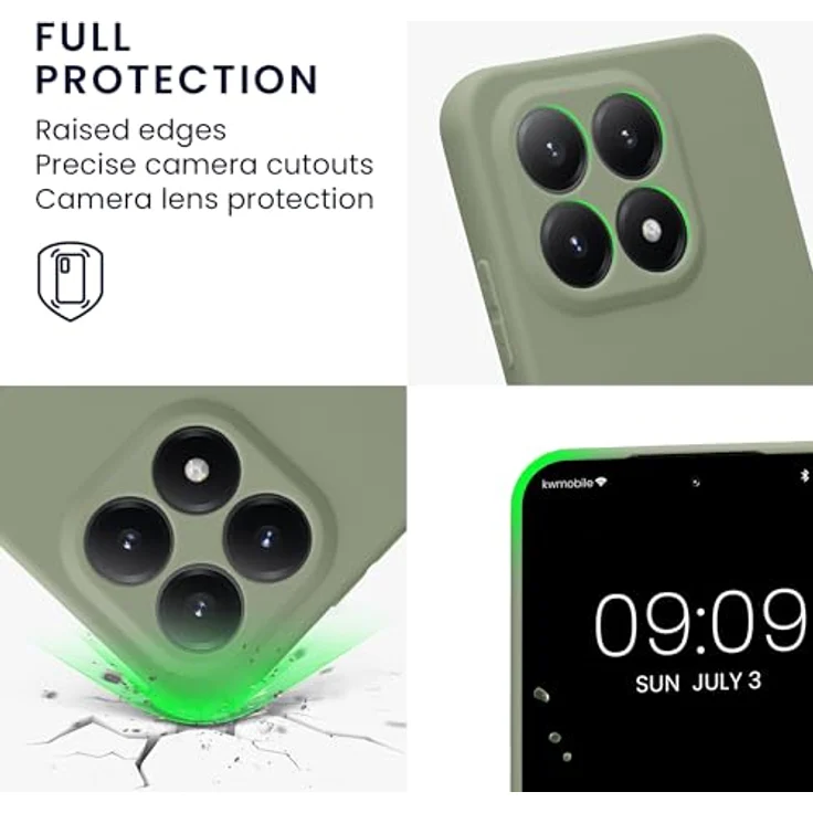 kwmobile Handyhülle für Xiaomi 15T - Silikon Case in Graugrün, flexibel und stabil mit rutschfester Oberfläche – Bild 3