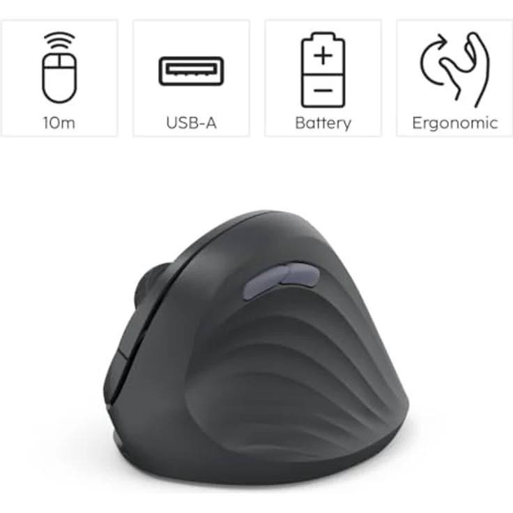 Hama EWM-500R, Ergonomische Funk-Maus mit 1800 DPI, 7 Tasten, schwarz – Bild 2