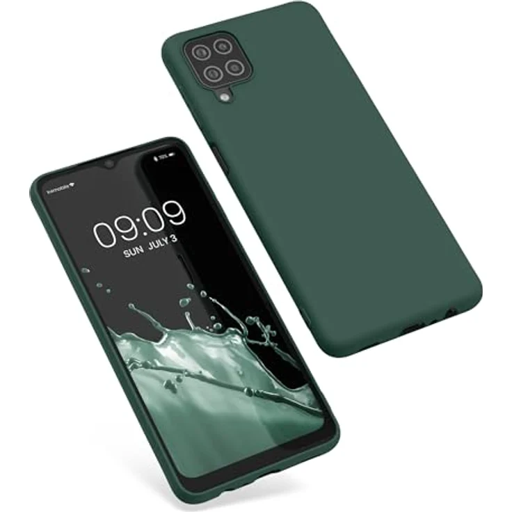 kwmobile Handyhülle für Samsung Galaxy A12 - TPU Case in Tannengrün, kabelloses Laden, rutschfester Grip, elastisch und stabil – Bild 5