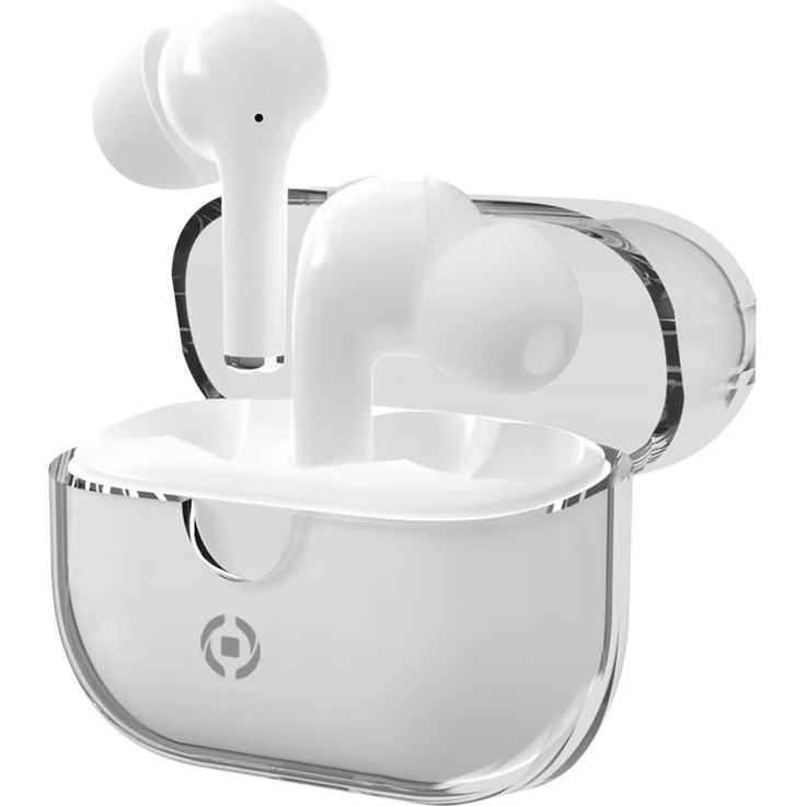 Celly CLEAR C, True Wireless Stereo In-Ear Kopfhörer mit digitaler Geräuschunterdrückung, 5 h Akkulaufzeit, USB Typ-C, Weiß