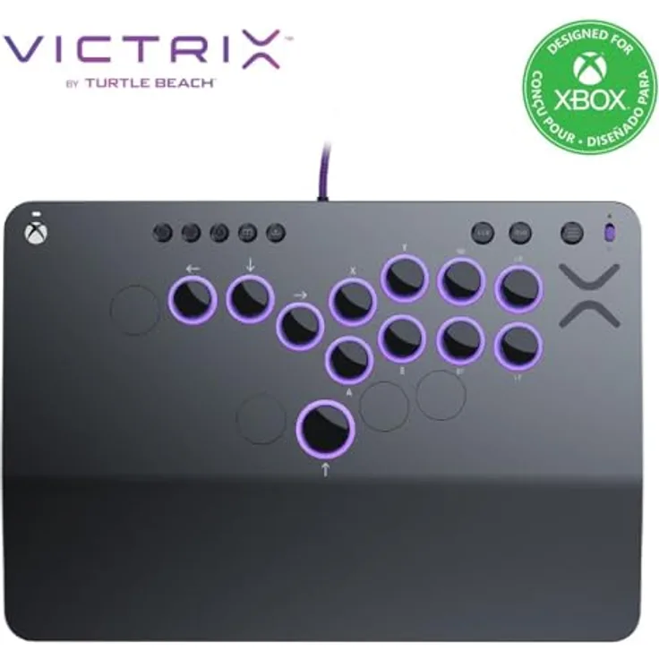 Turtle Beach Victrix Pro KO Leverless All Button Fight Stick, Gamecontroller für Xbox Series X|S, Xbox One, Windows 10/11 PC, eSports Tournament Ready Controller, Grau