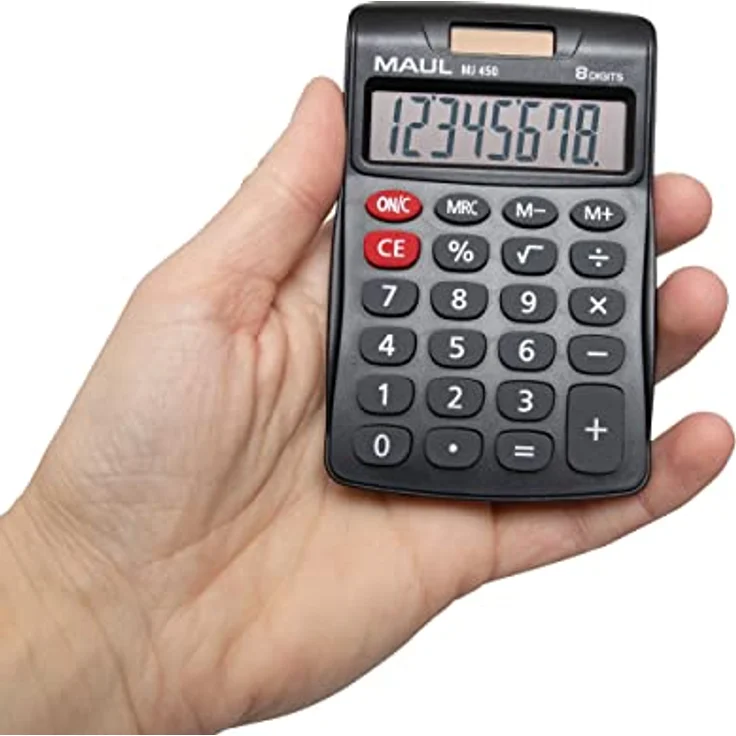 Maul Taschenrechner MJ 450 | großes Display mit 8 Stellen | Standardfunktionen für Büro, Zuhause, Schule | Solarrechner mit Batterienutzung bei Dunkelheit | Funktionstasten farbig | Schwarz – Bild 2