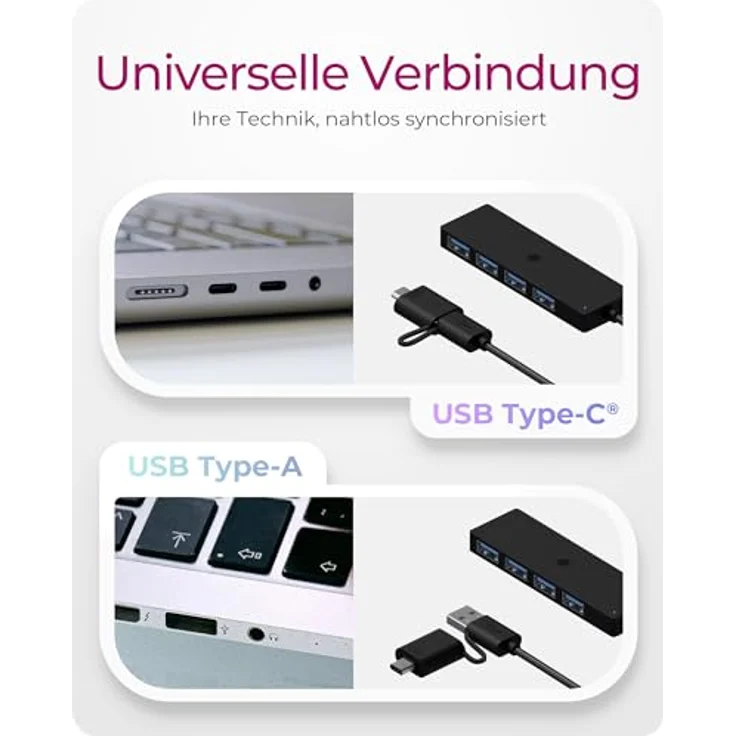 ICY BOX USB 3.0 HUB (4-in-1) mit 4X USB-A Ports, USB-Verteiler, USB-C & USB-A Anschluss, Splitter, Mehrfachstecker, IB-HUB1424-C3, in schwarz – Bild 4
