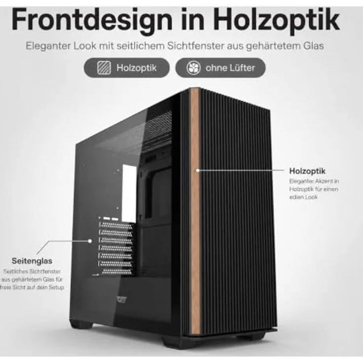 Darkflash DS900WS ATX Computer Case, Midi Tower Gehäuse, Schwarz, mit Tempered Glass und Platz für 12 Lüfter – Bild 2