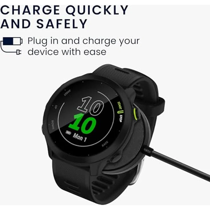 kwmobile USB Kabel Charger kompatibel mit Garmin Forerunner 55 / 255 / 255 Music / vivoactive 5 Ladekabel - Smart Watch Ersatzkabel - Fitnesstracker, Schwarz – Bild 2