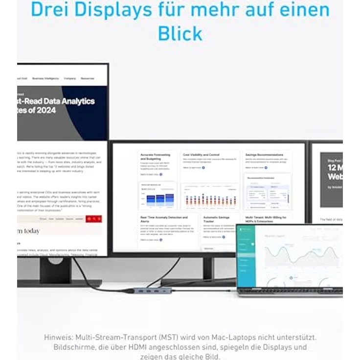 Anker 8-in-1 USB-C Hub, Triple Display Dockingstation mit 2 HDMI, VGA, 5 Gbit/s Datenübertragung für MacBook Air/Pro, Dell XPS, iPad Pro und mehr – Bild 3